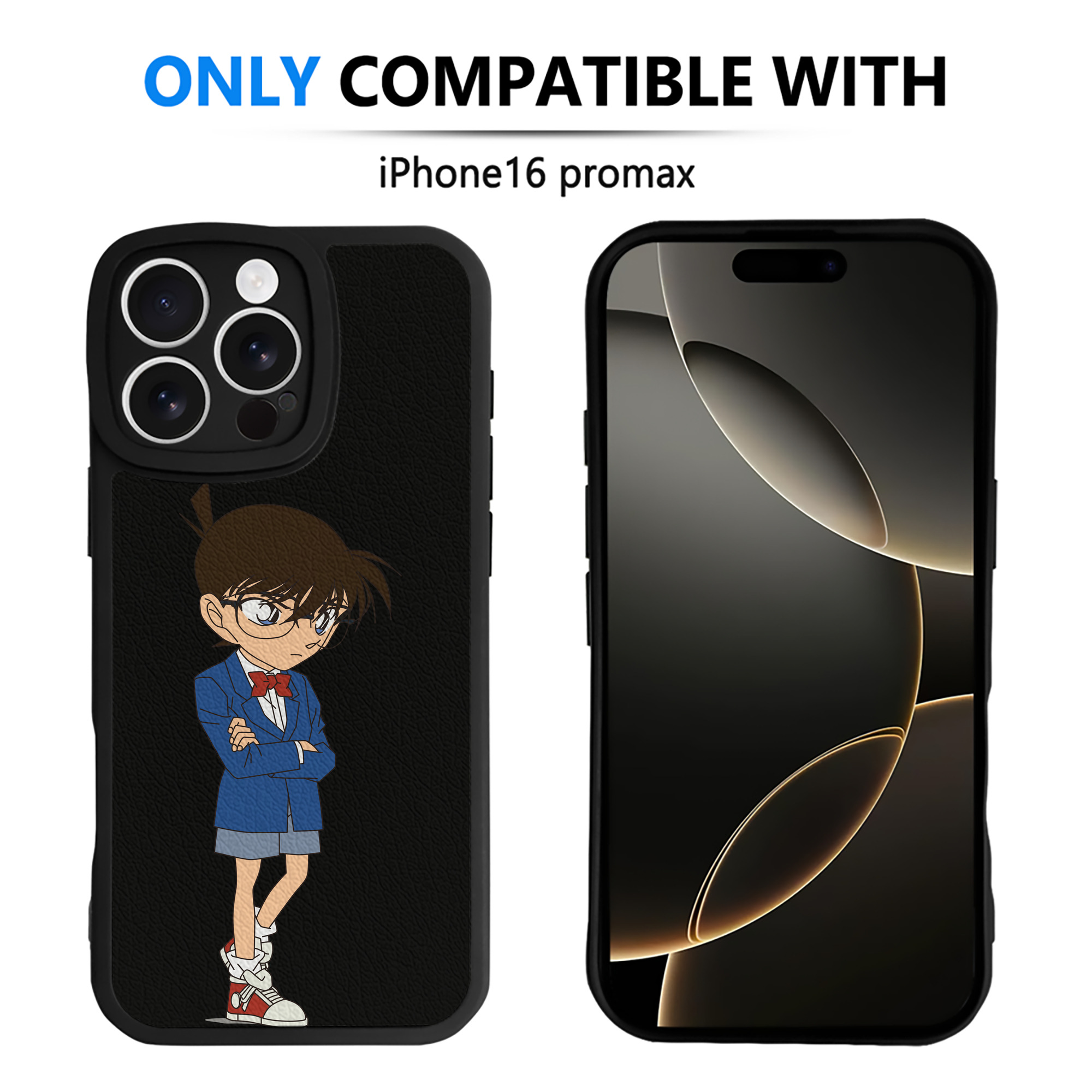 （画像用） 名探偵コナン 江戸川 コナン Detective Conan Conan Edogawa 【iPhone 16シリーズ対応】シリコンスマホケース（レザー調） 材質：シリコン